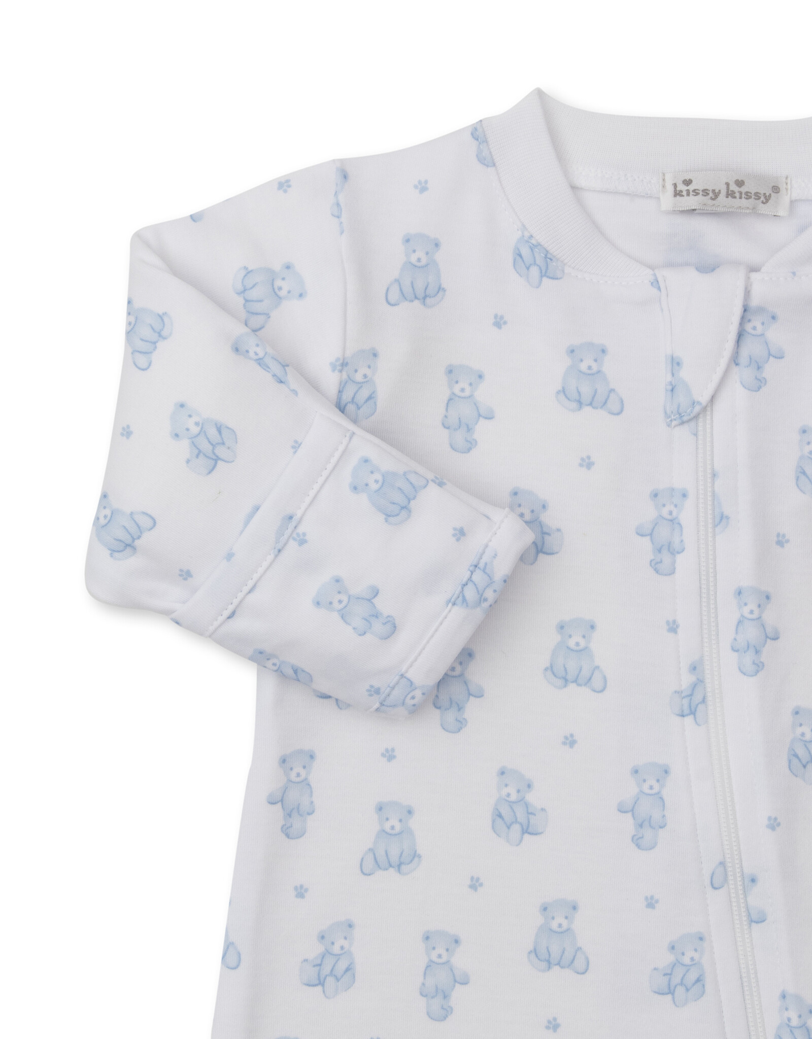 Kissy Kissy Teddy Bear Time Zip Footie Blue