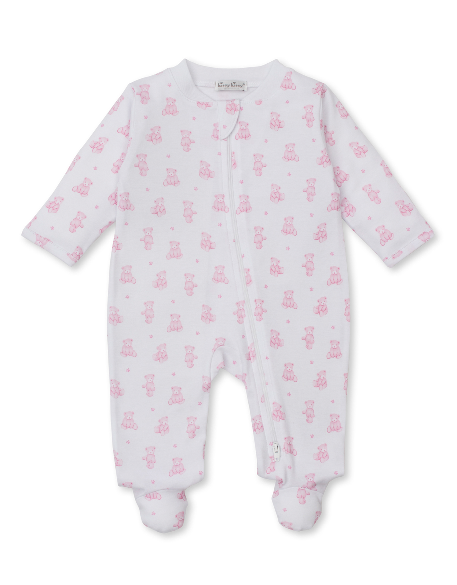 Kissy Kissy Teddy Bear Time Zip Footie Pink