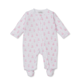 Kissy Kissy Teddy Bear Time Zip Footie Pink