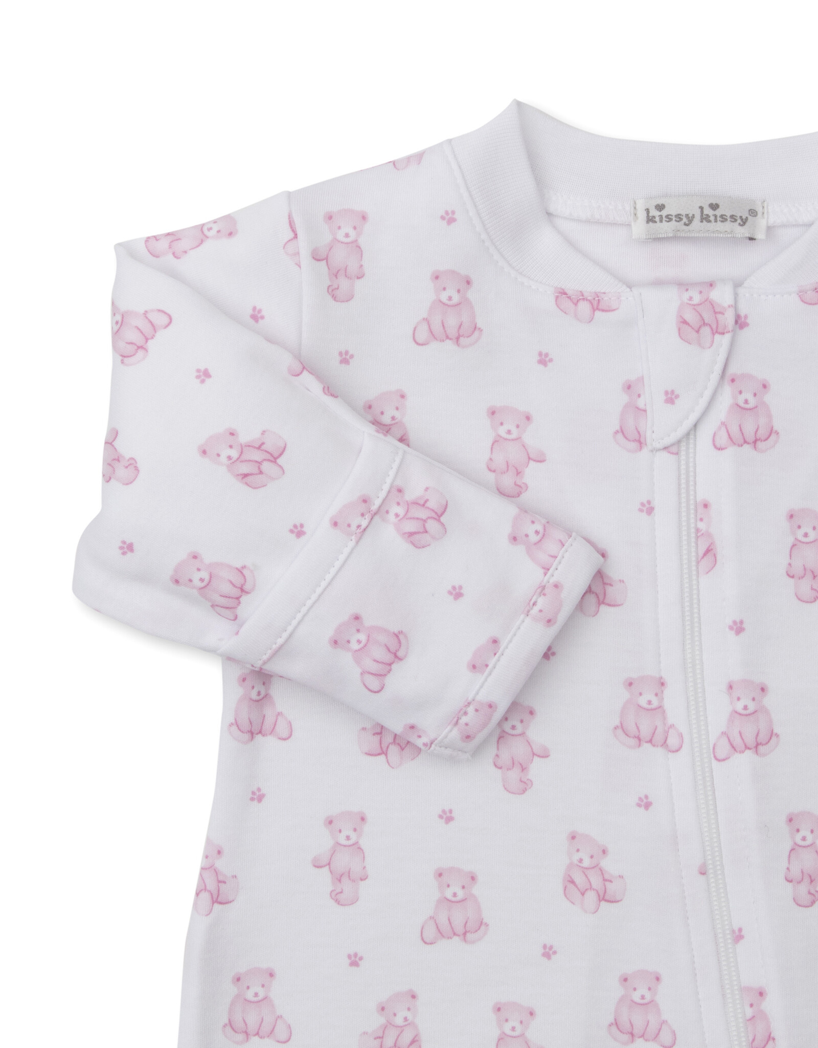 Kissy Kissy Teddy Bear Time Zip Footie Pink