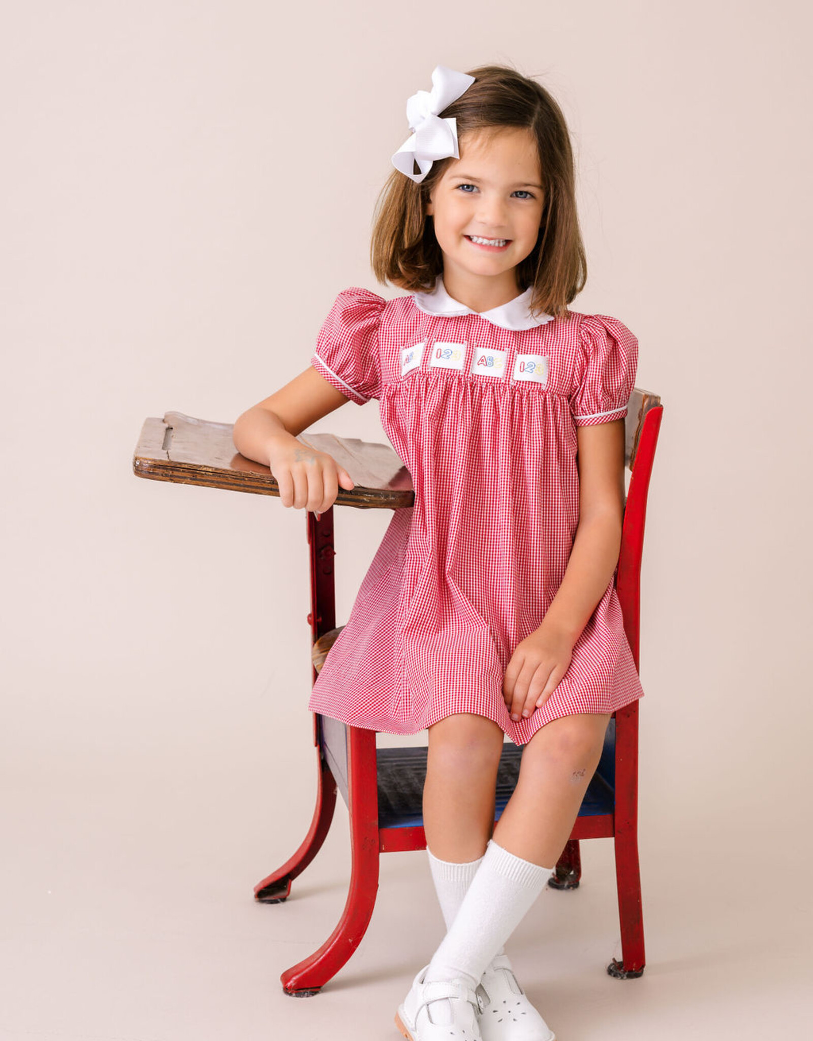 Lullaby Set Ruth Ribbon Dress Blessings w/3 Ribbons Ridgeland Red Gingham