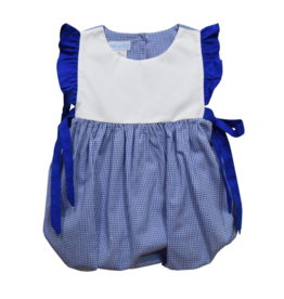 Vive la Fete Girls Bubble Royal Blue Gingham