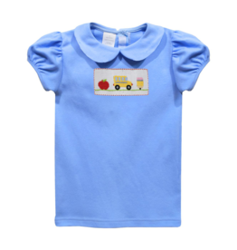 Vive la Fete Blue Back to School Ruffle Smocked Shirt