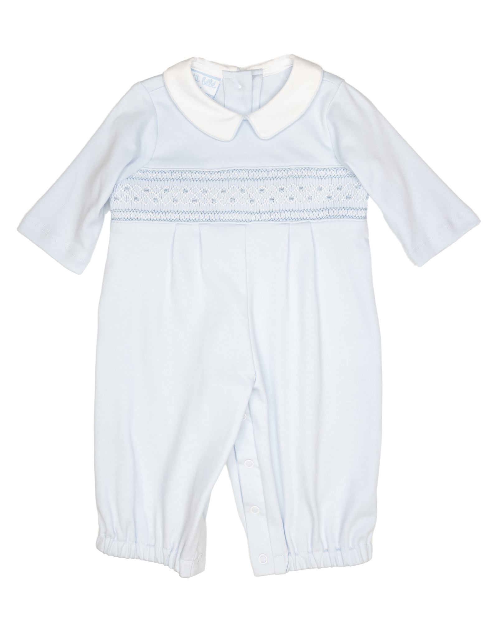 Petit Bebe 40212 Marcos Blue Knit Smocked Romper