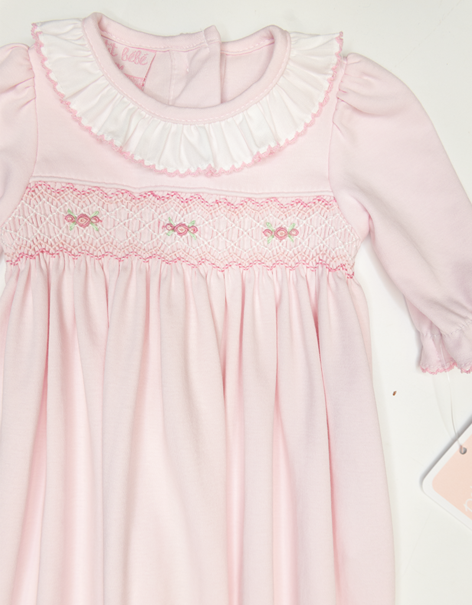 Petit Bebe 400SAG Rose Pink Knit Smocked Sack