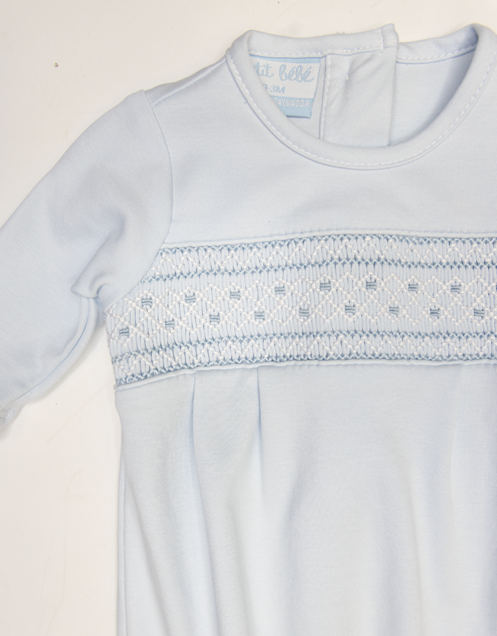 Petit Bebe 402SAB Marcos Blue Knit Smocked Sack