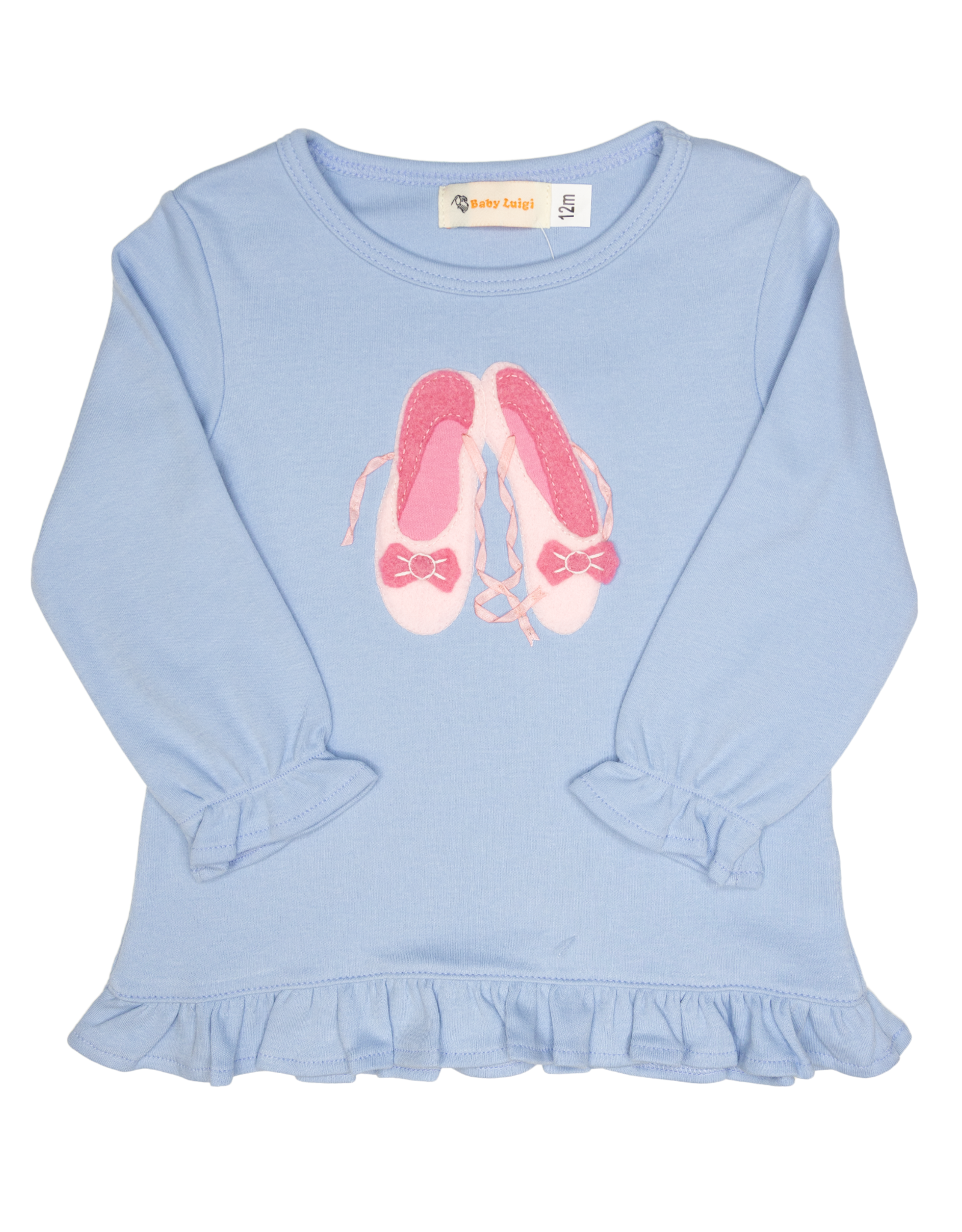 Luigi F25 Ruffle Shirt Sky Blue Ballet Slippers