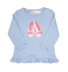 Luigi (Size 8) Ruffle Shirt Sky Blue Ballet Slippers