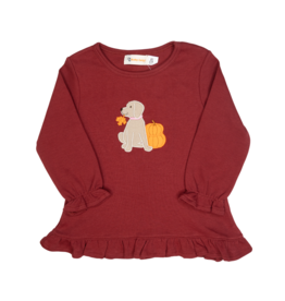 Luigi Ruffle Shirt Burgundy Lab w/leaves