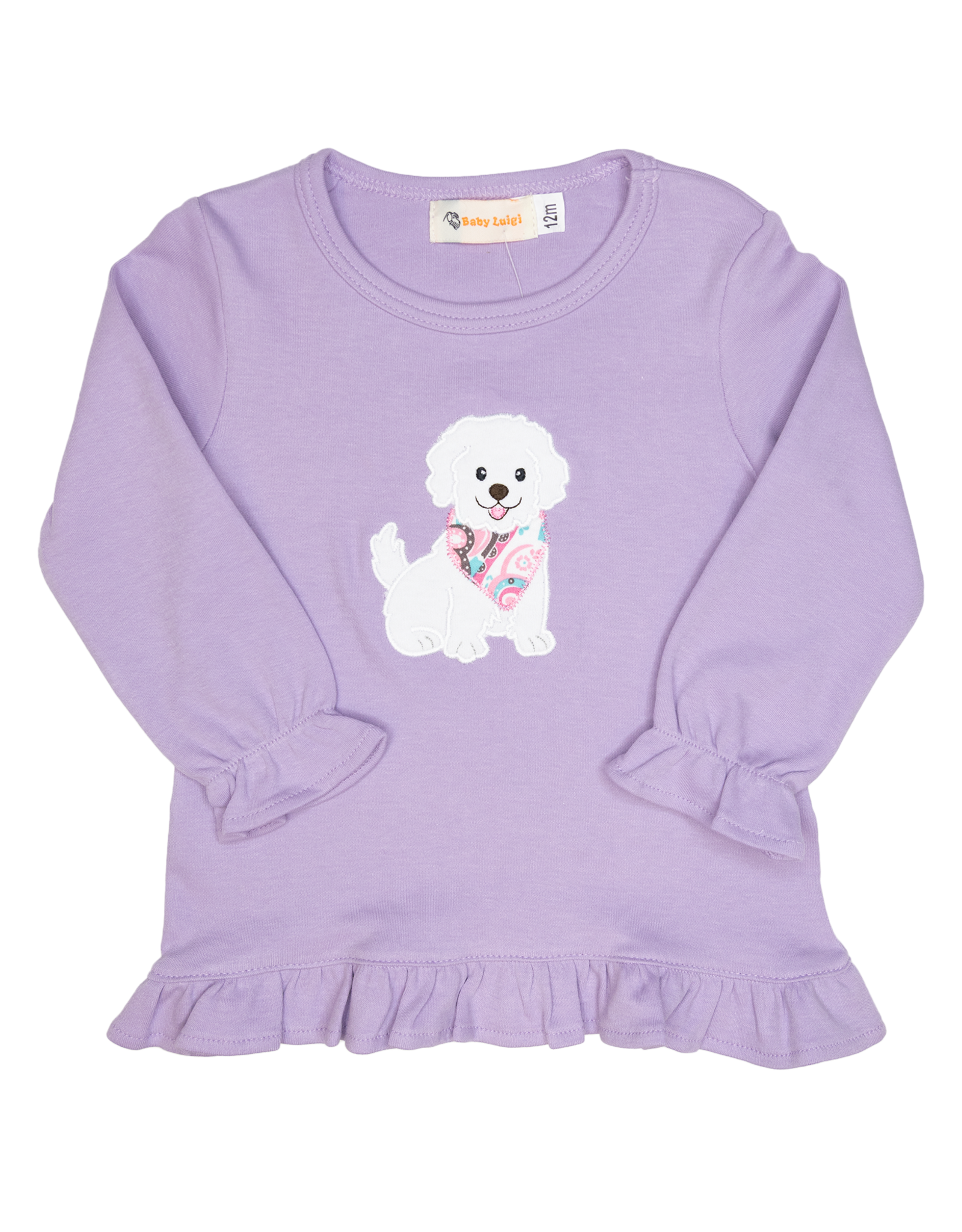 Luigi F25 Ruffle Shirt Lavender Bandana Dog