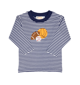 Luigi Long Sleeve Shirt Navy Stripe Sports
