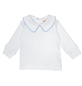 Luigi Long Sleeve Boy Collared Shirt White/Lt. Blue