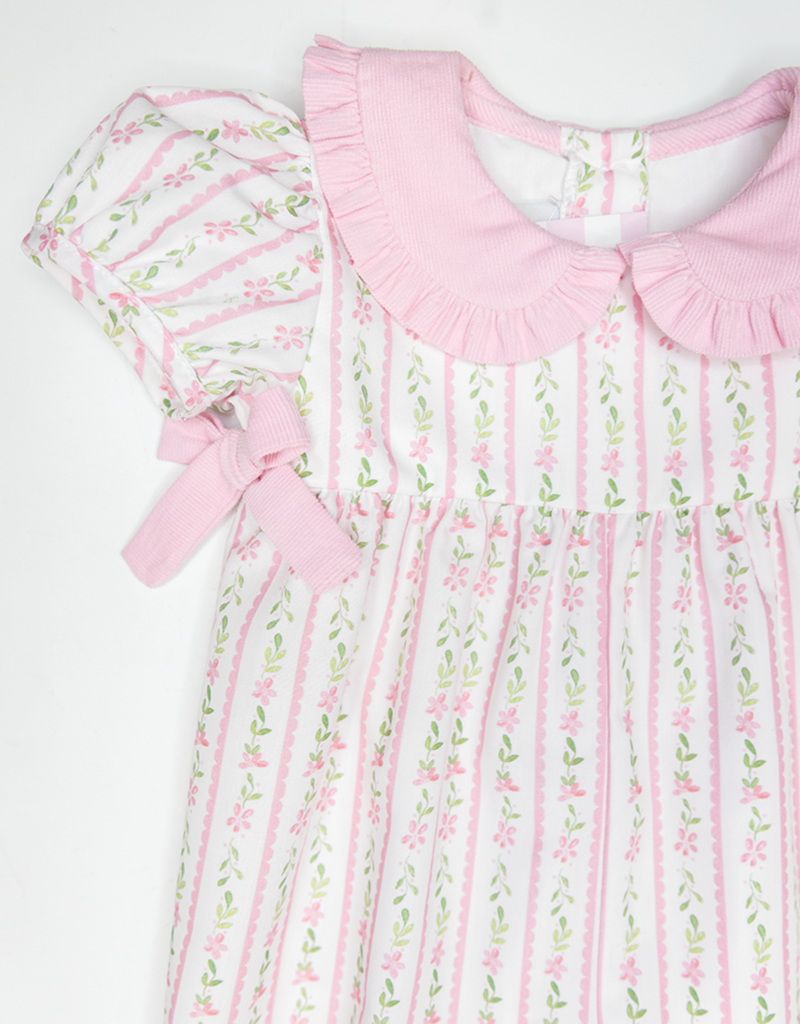 James and Lottie JL25 Cece Long Bubble Pink Floral Corduroy