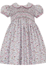 Anavini 237D Kimberly Pink Floral Smocked Bodice Dress