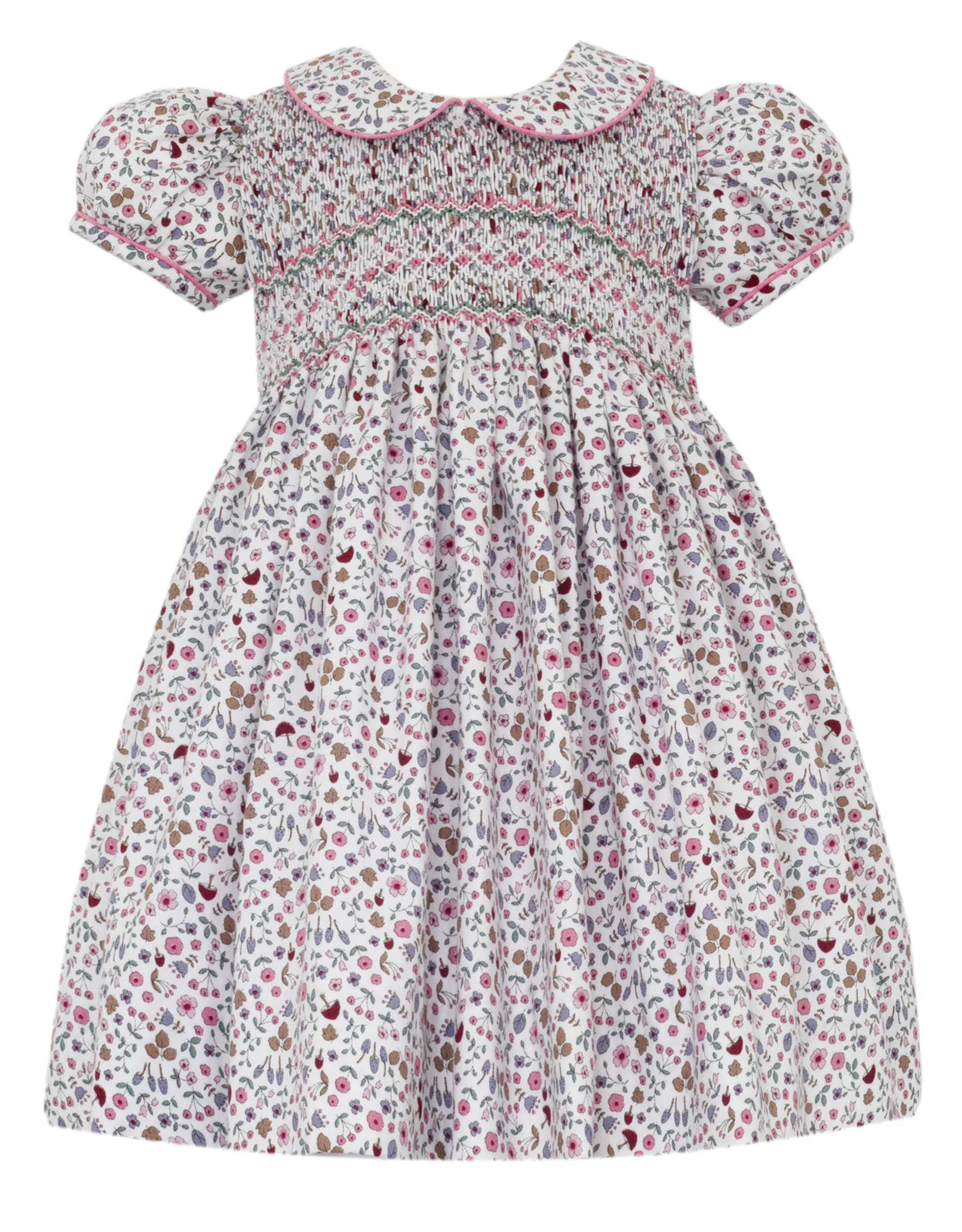 Anavini 237D Kimberly Pink Floral Smocked Bodice Dress
