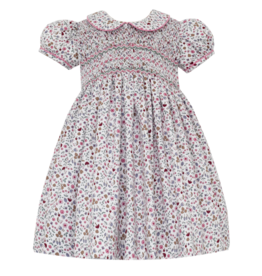 Anavini Kimberly Pink Floral Smocked Bodice Dress