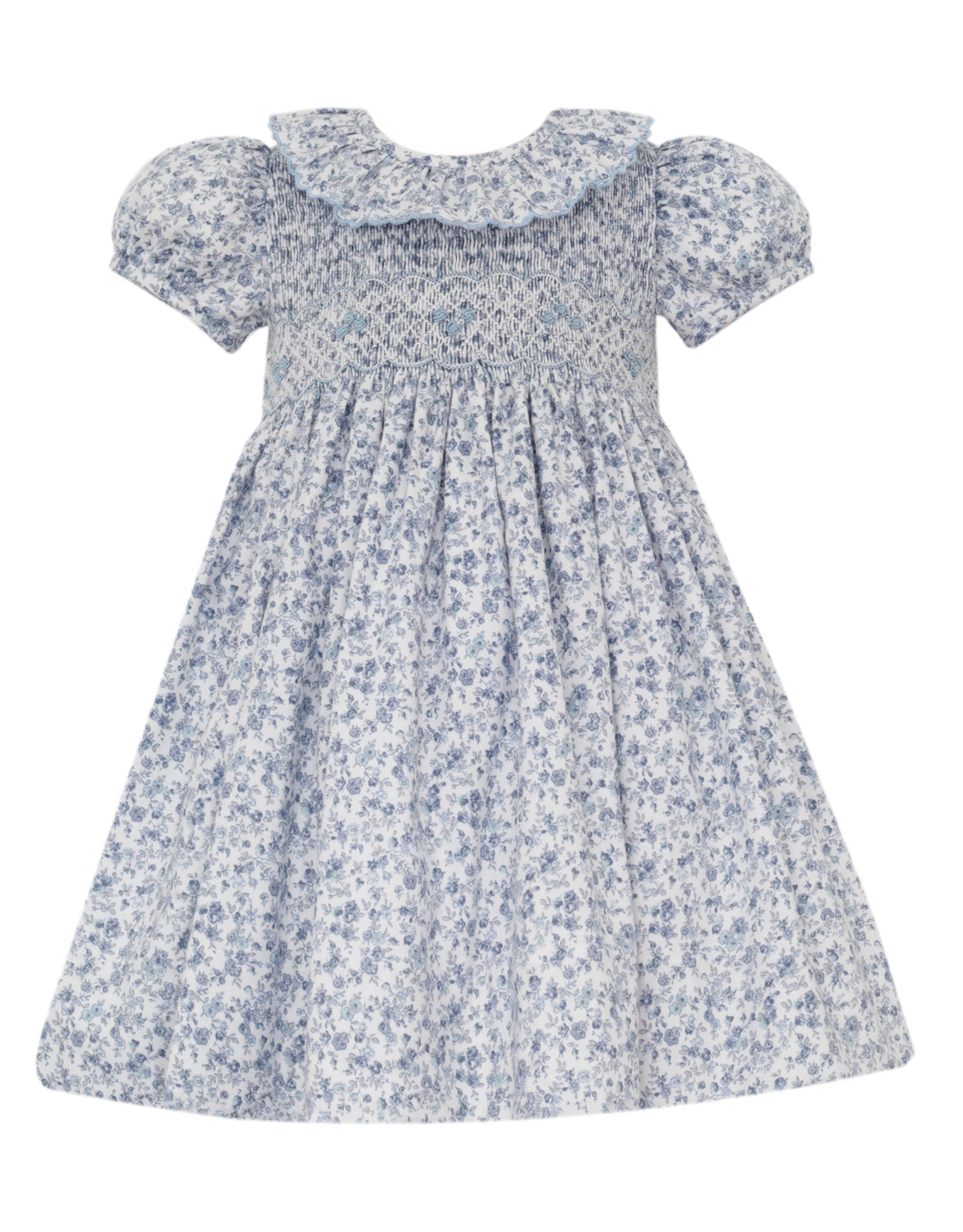 Anavini 236D Roxanne Liberty Blue Floral Smocked Dress
