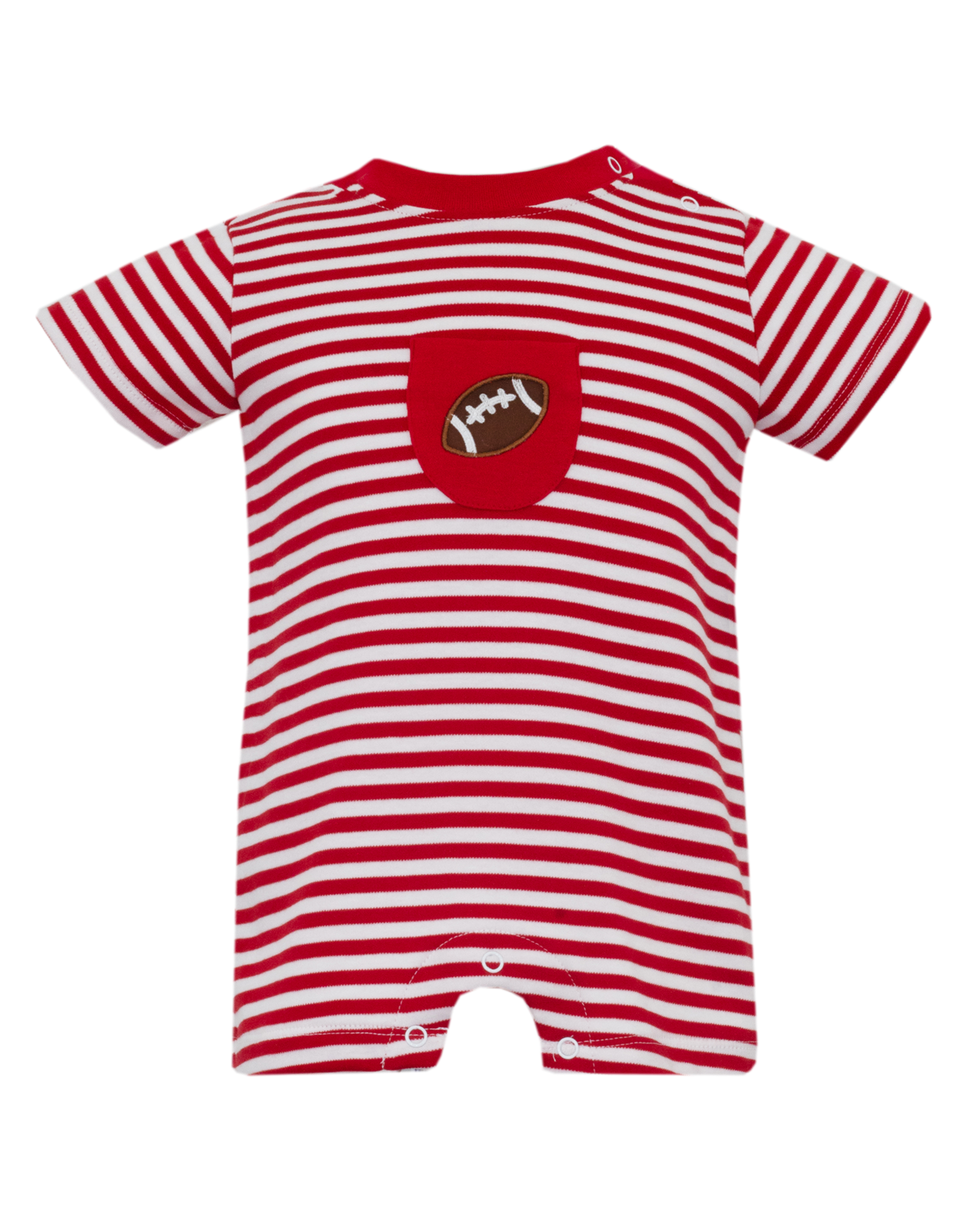 Claire and Charlie 5082H Red Football Pocket Romper