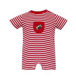 Claire and Charlie Red Football Pocket Romper