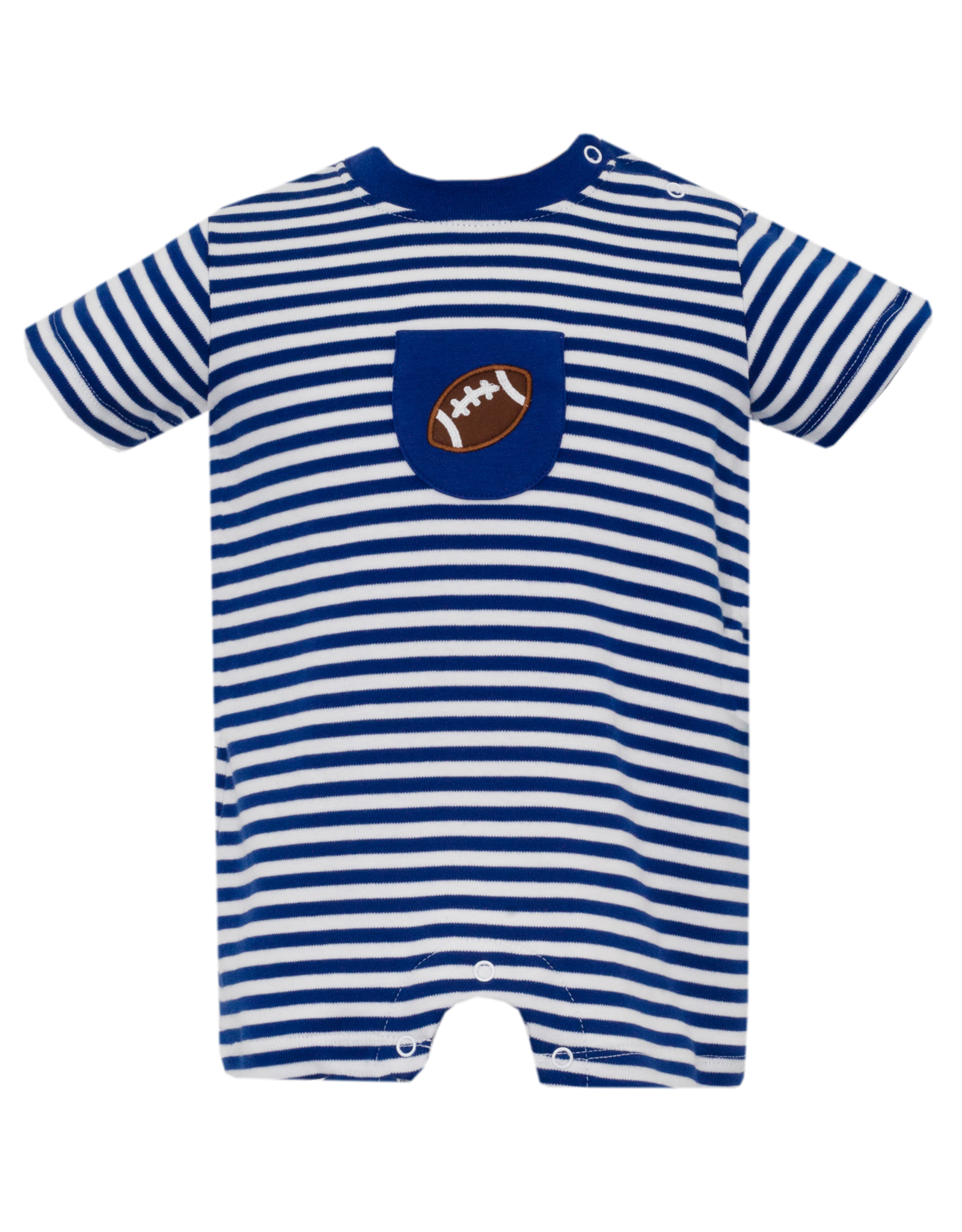 Claire and Charlie 5081H Blue Football Pocket Romper