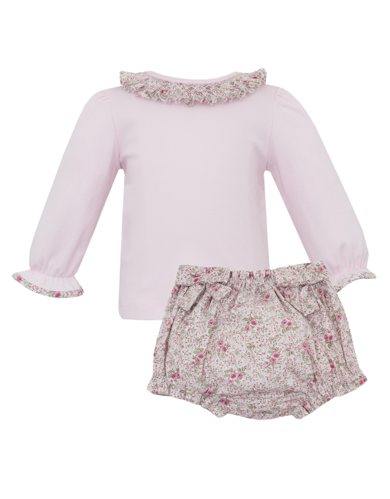 Petit Bebe 164C Rose Pink Smocked Bloomer Set