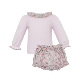 Petit Bebe Rose Pink Smocked Bloomer Set