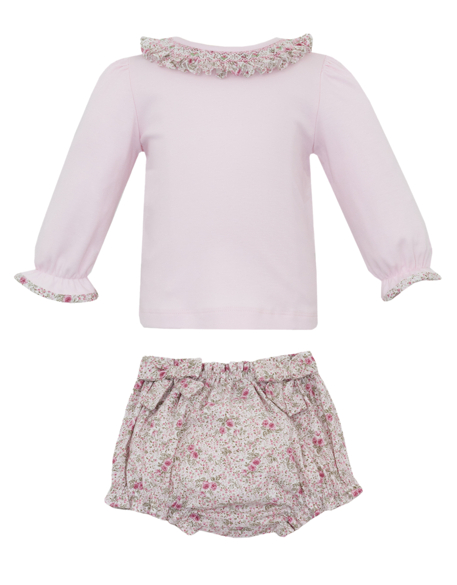 Petit Bebe 164C Rose Pink Smocked Bloomer Set