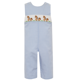Petit Bebe Horse Blue Smocked Long Jon Jon