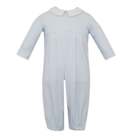 Petit Bebe Blue Gingham Knit Long Bubble