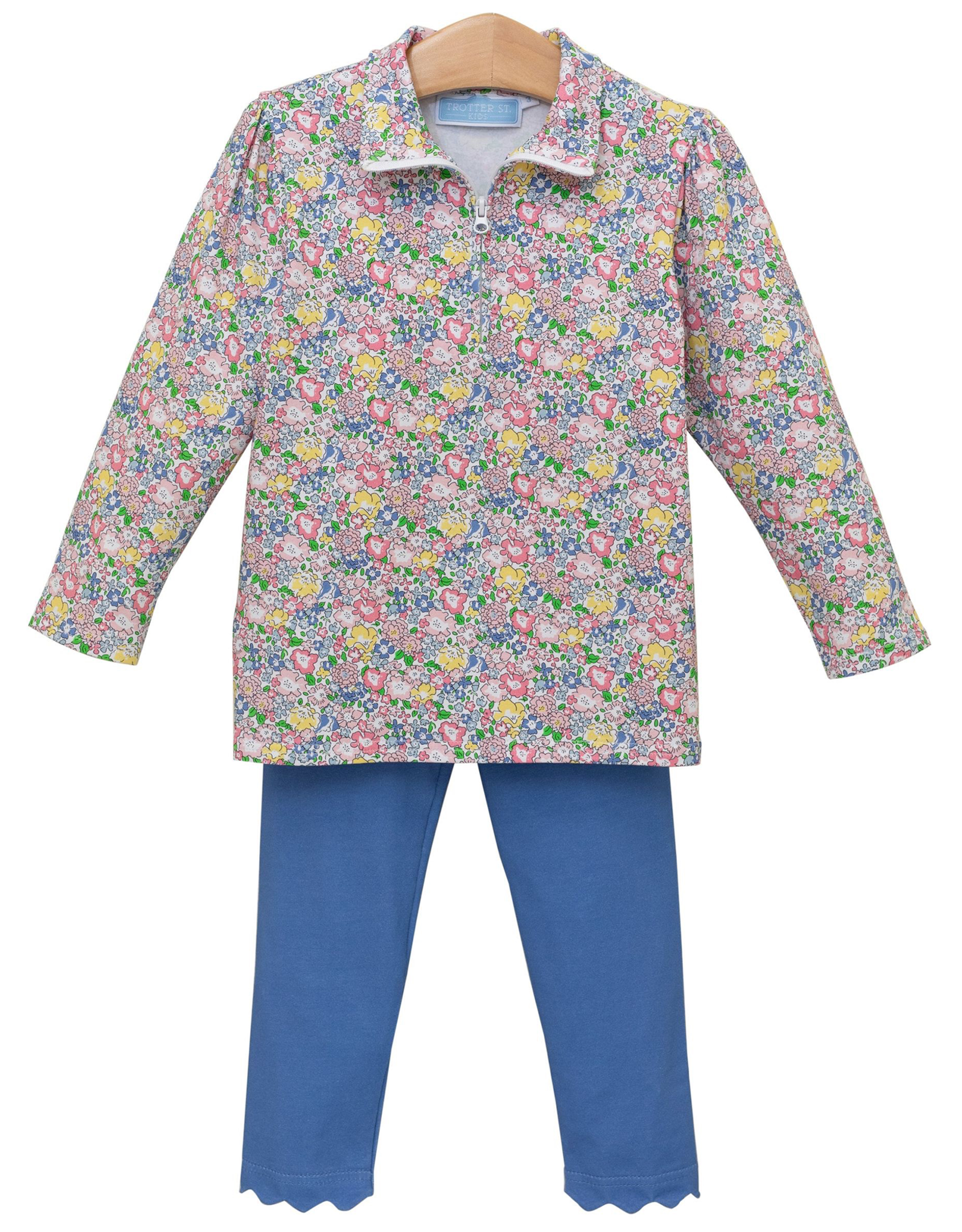 Trotter Street Kids TSF25 Floral 1/4 Zip Pullover Set