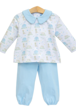 Trotter Street Kids TSF25 Puppy Pals Blue Bloomer Pant Set