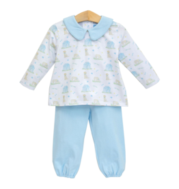 Trotter Street Kids Puppy Pals Blue Bloomer Pant Set