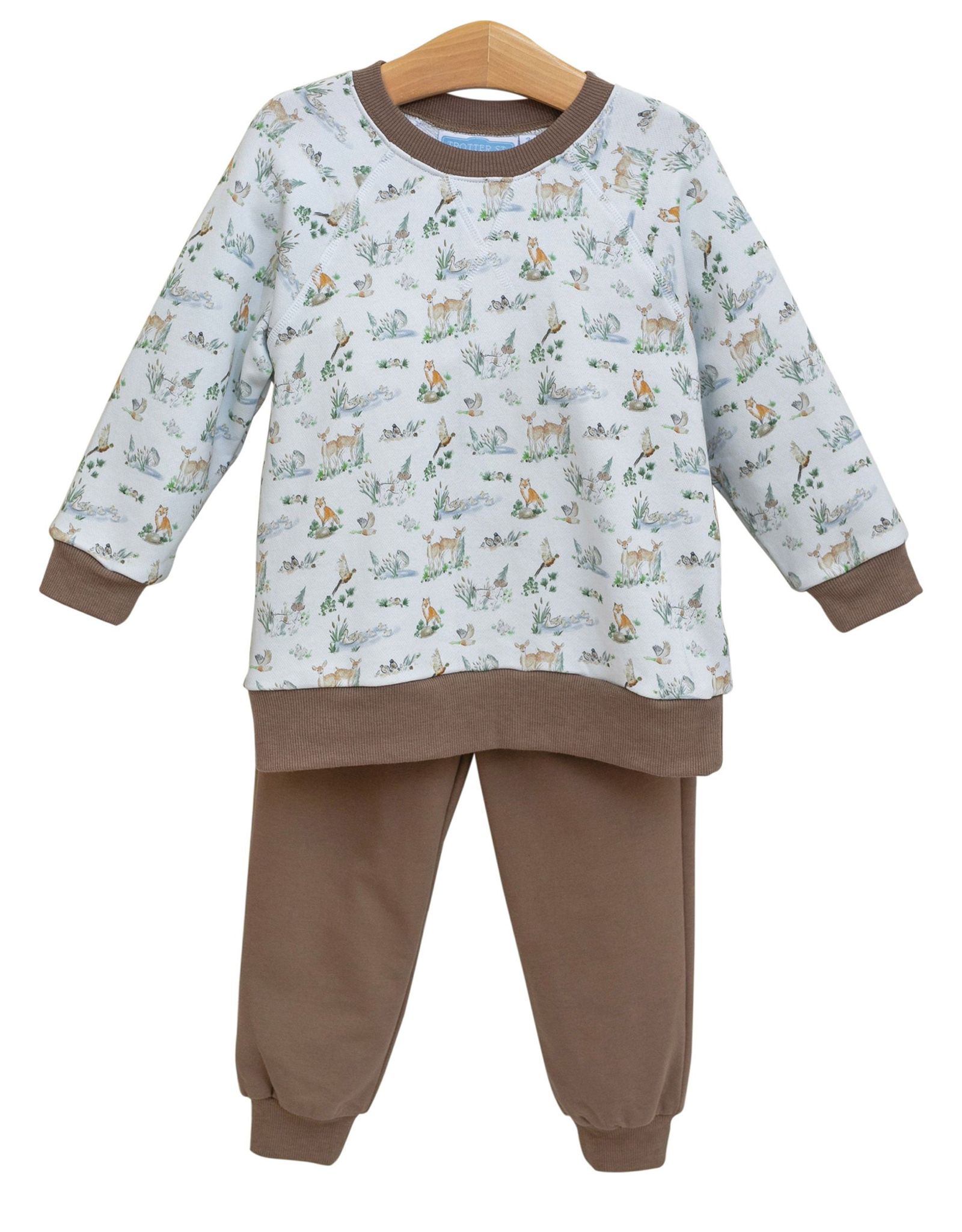 Trotter Street Kids TSF25 Woodland Friends French Terry Pant Set