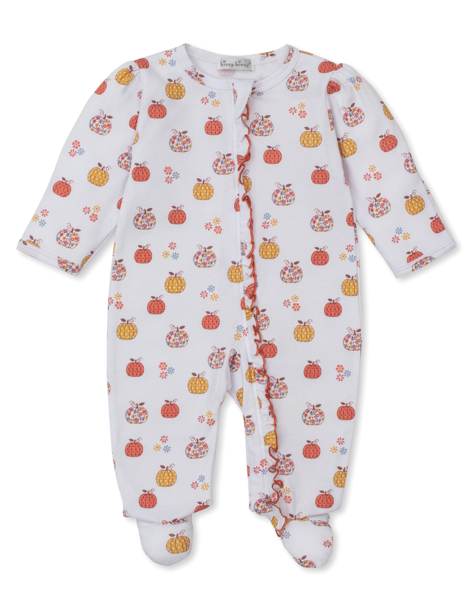 Kissy Kissy Patchwork Pumpkin Floral Zip Footie