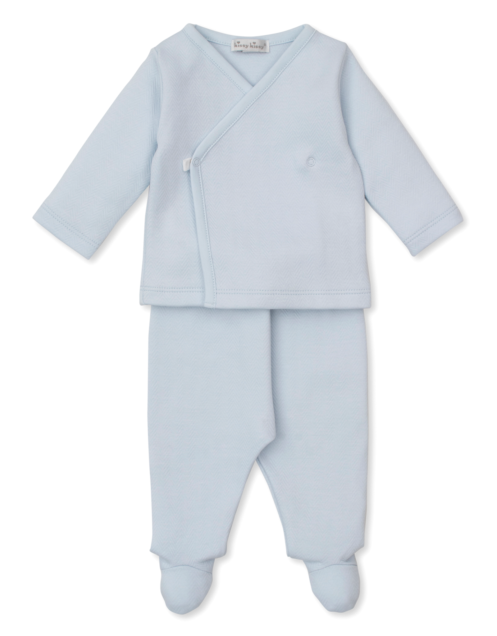 Kissy Kissy Sweet Homecoming Jacquard Footed Pant Set Blue