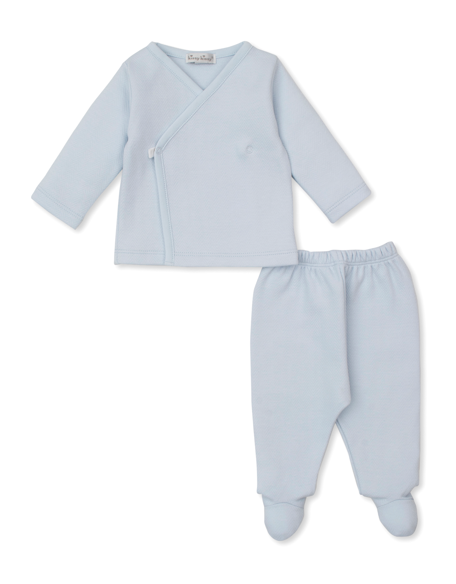 Kissy Kissy Sweet Homecoming Jacquard Footed Pant Set Blue