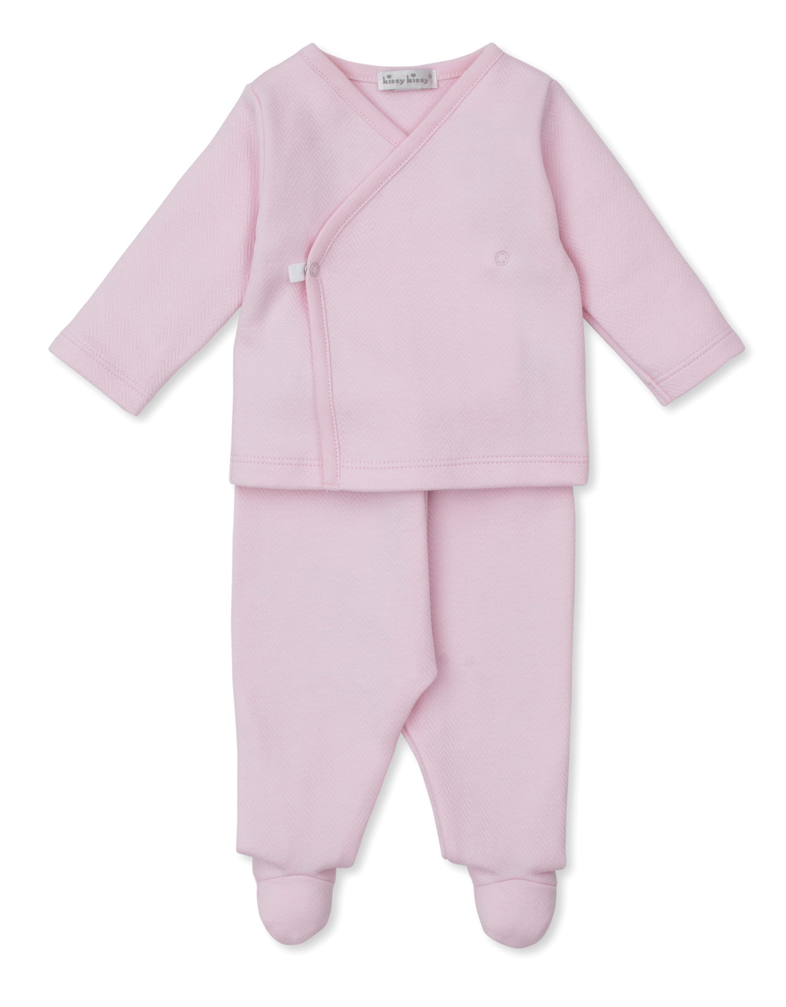 Kissy Kissy Sweet Homecoming Jacquard Footed Pant Set Pink
