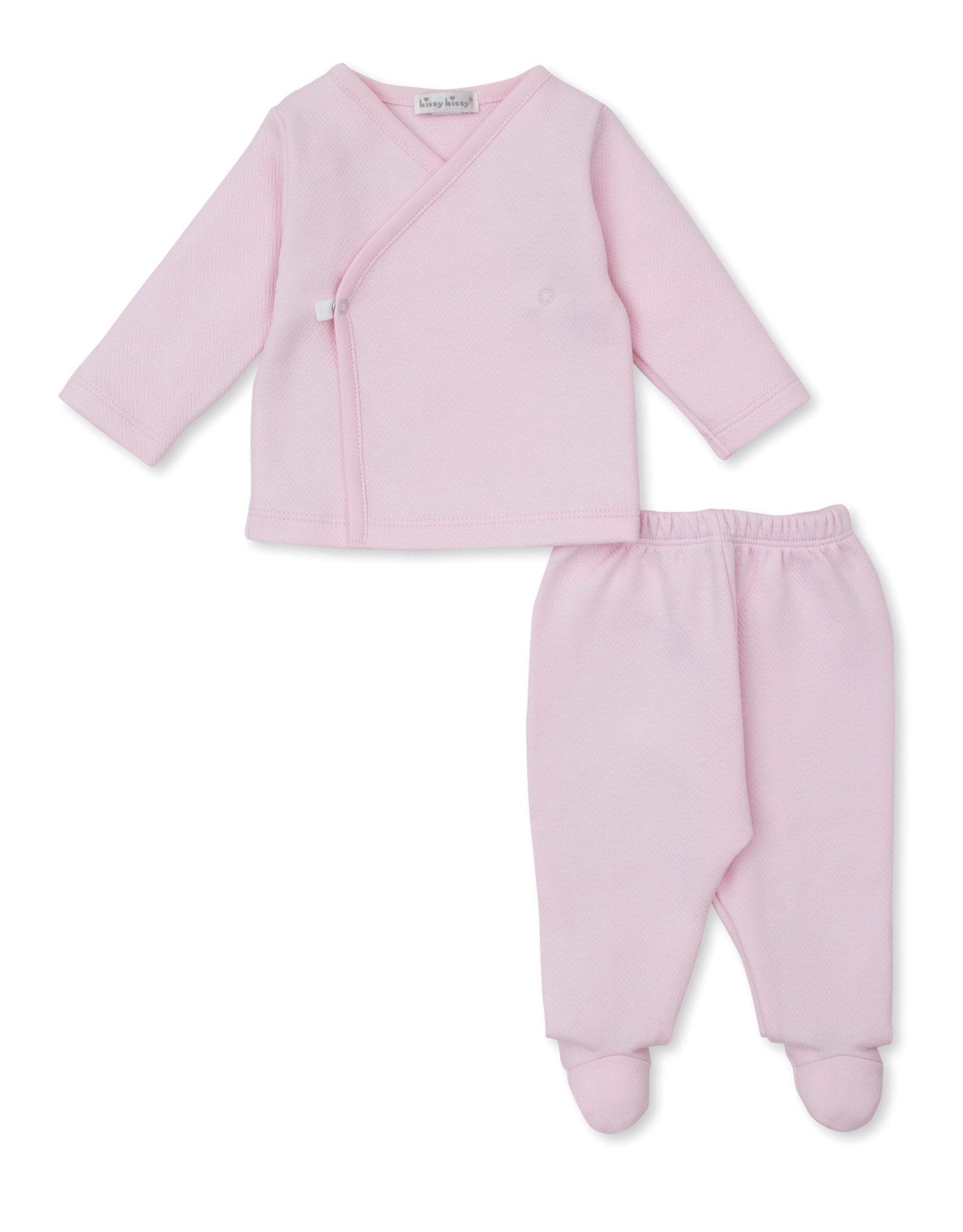 Kissy Kissy Sweet Homecoming Jacquard Footed Pant Set Pink