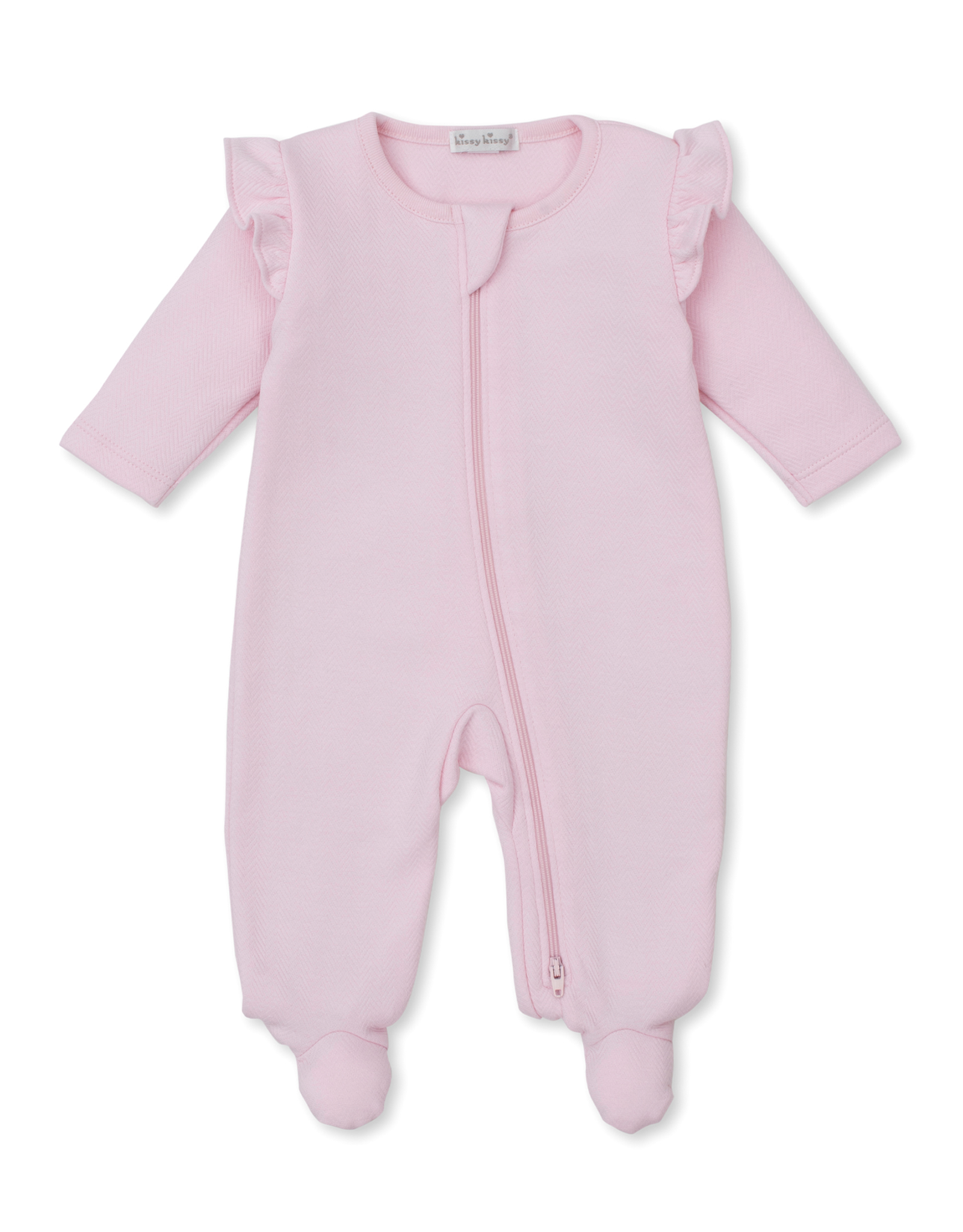 Kissy Kissy Sweet Homecoming Jacquard Zip Footie Pink