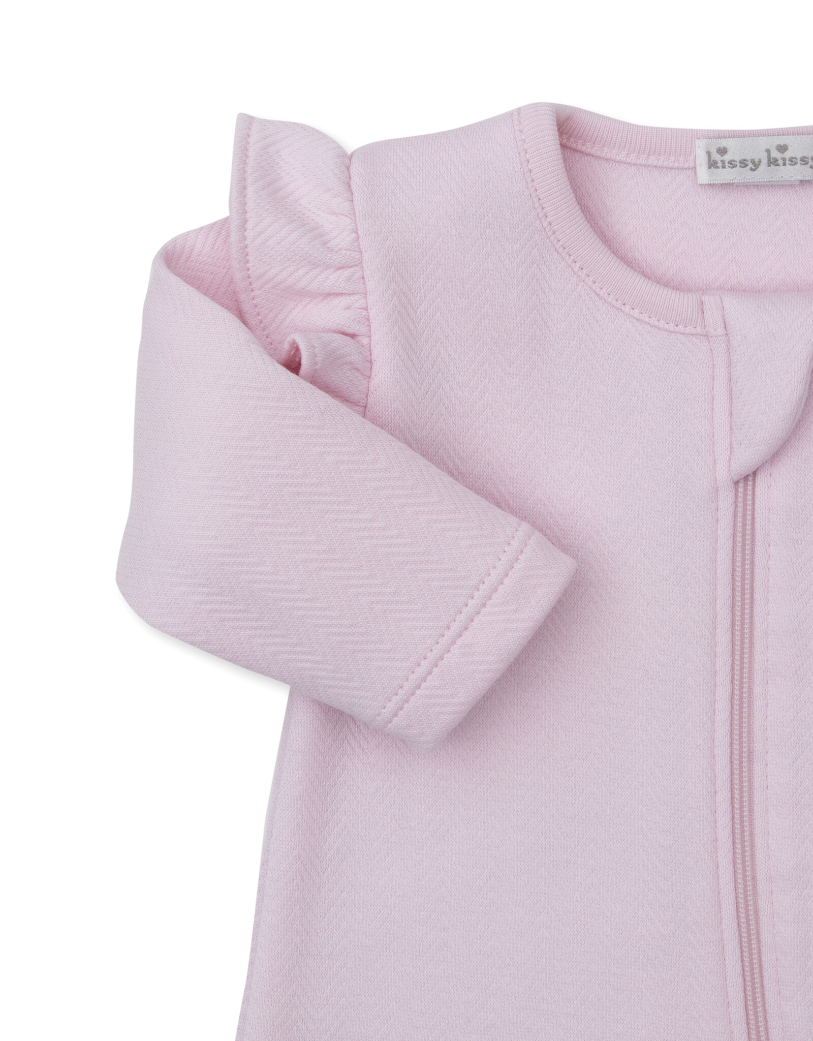 Kissy Kissy Sweet Homecoming Jacquard Zip Footie Pink