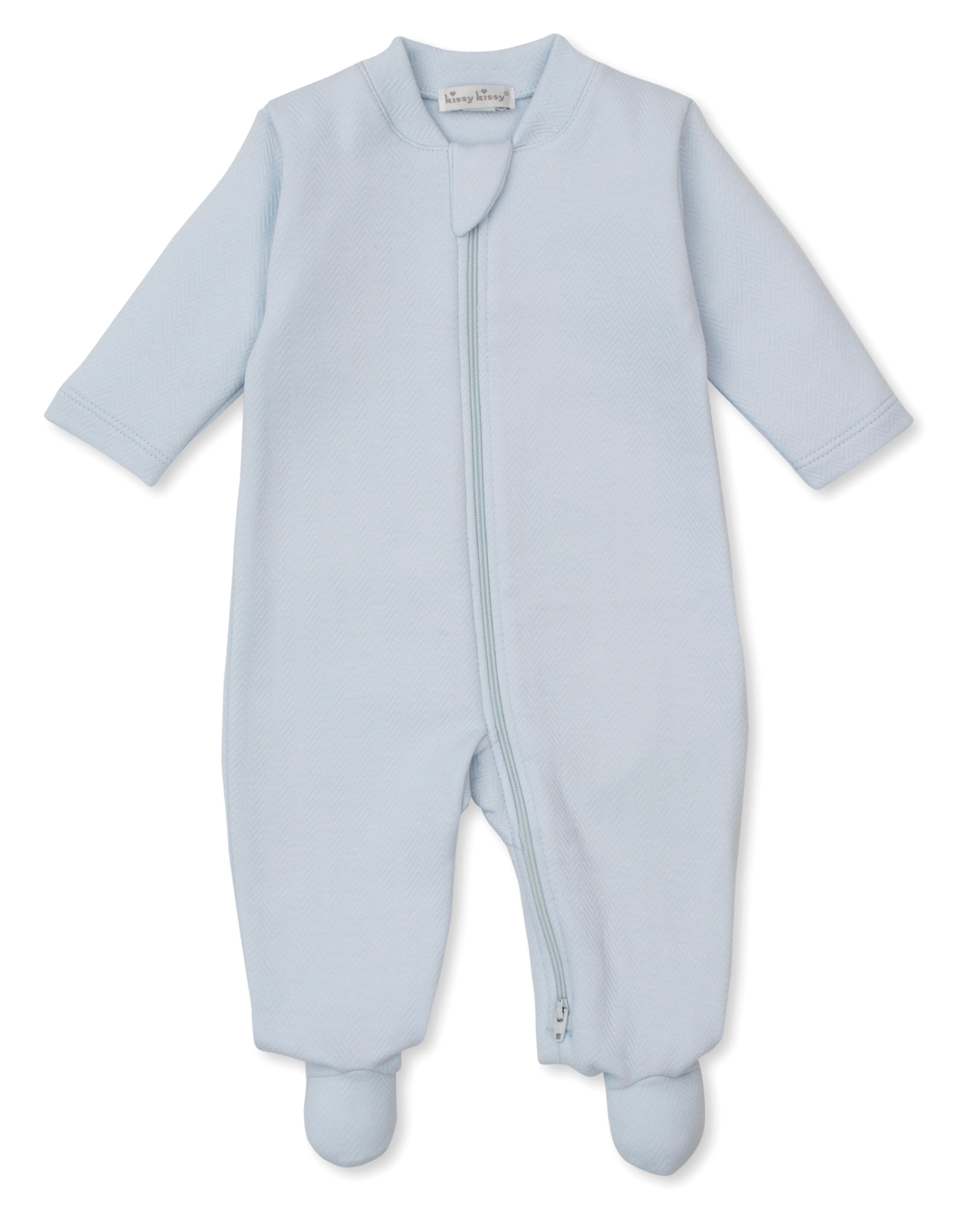 Kissy Kissy Sweet Homecoming Jacquard Zip Footie Blue