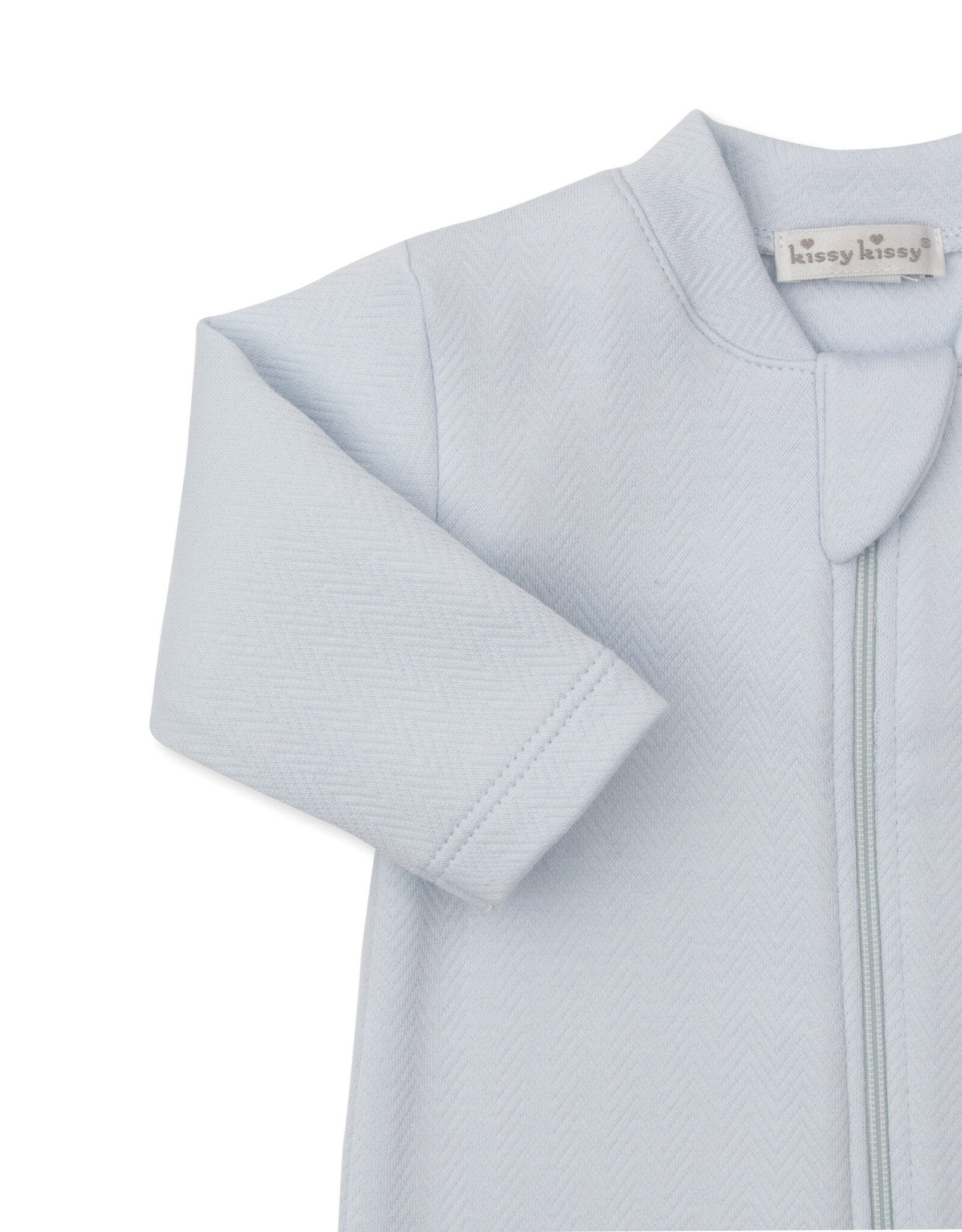 Kissy Kissy Sweet Homecoming Jacquard Zip Footie Blue