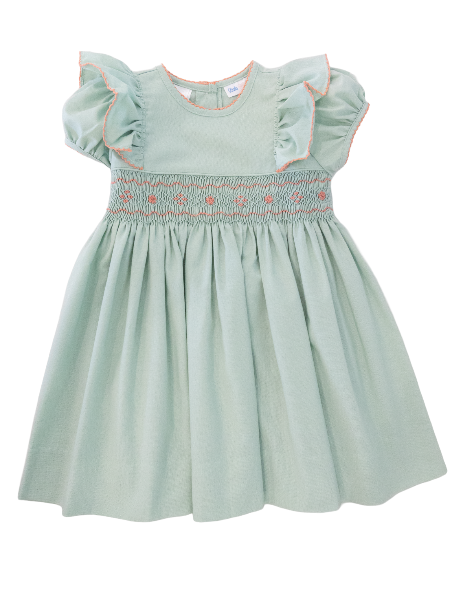 Lulu Bebe LBF25 Rose Sage Smocked Waist Dress