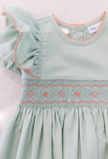 Lulu Bebe LBF25 Rose Sage Smocked Waist Dress