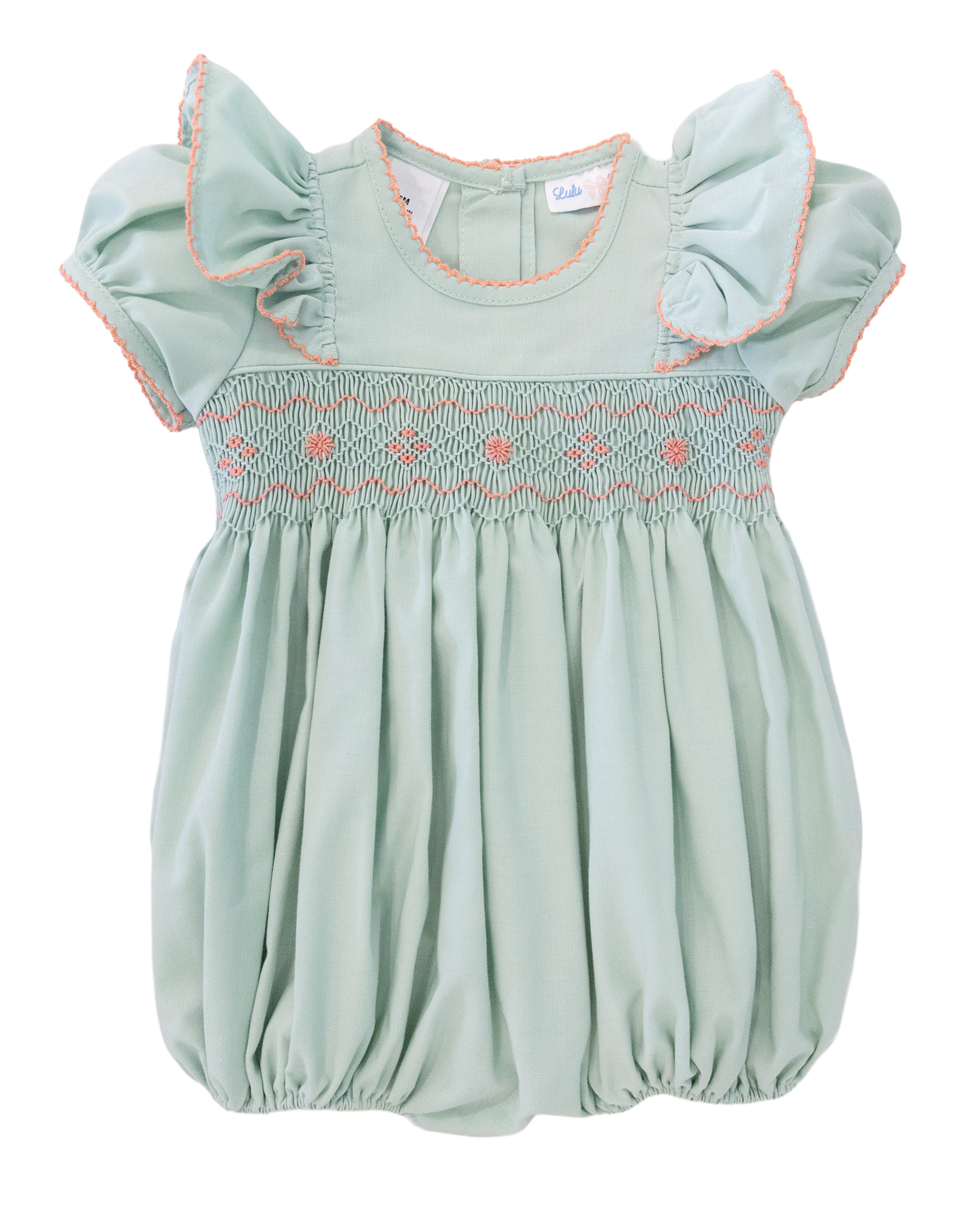 Lulu Bebe LBF25 Rosie Sage Smocked Bubble