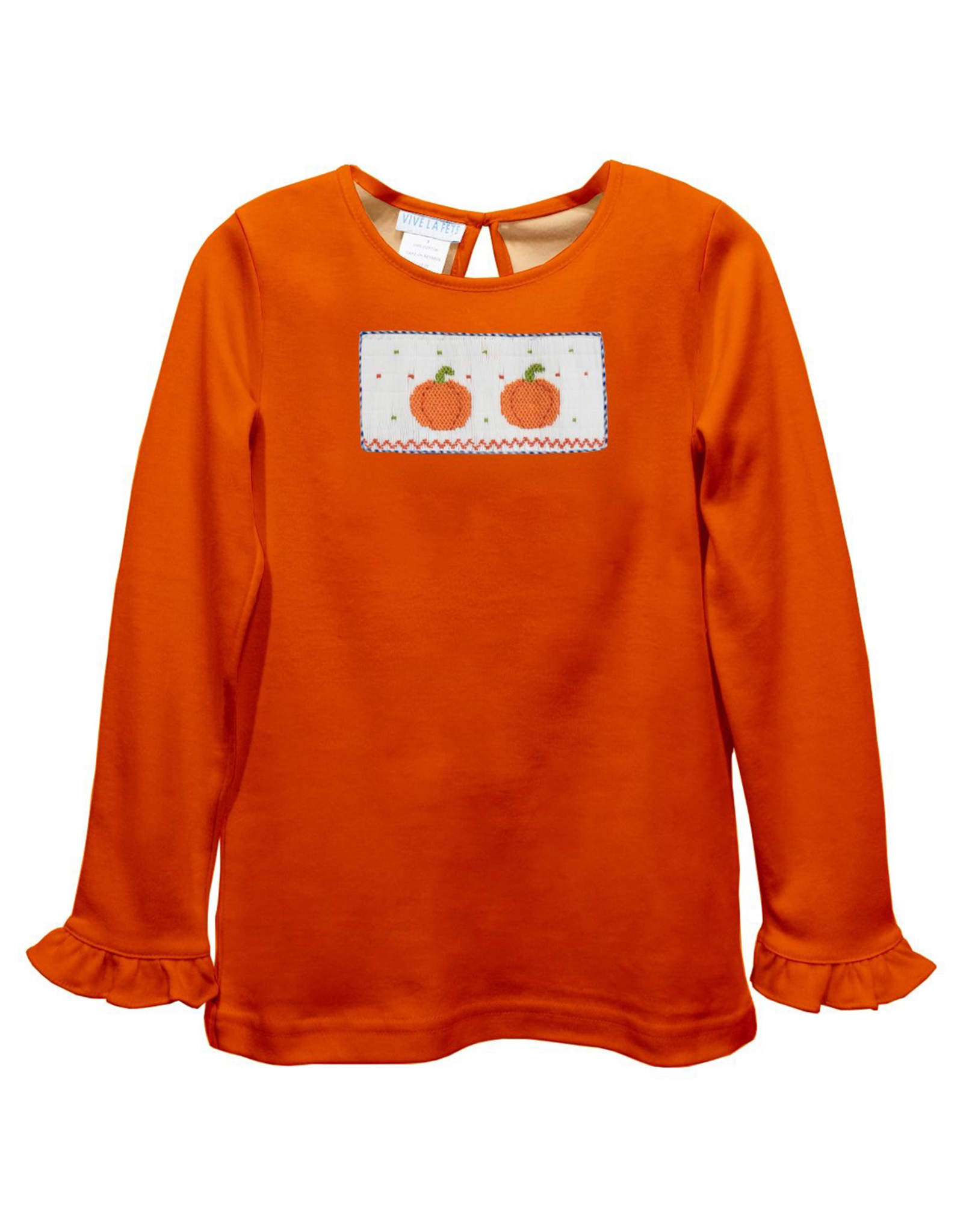 Vive la Fete VFF25 Orange Pumpkin Ruffle Smocked Shirt