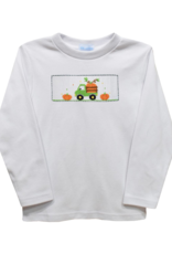 Vive la Fete VFF25 White Tractor Pumpkin Smocked Shirt