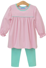 Trotter Street Kids TSF25 Ellie Pant Set Light Pink Stripe/Mint