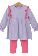 Trotter Street Kids TSF25 Olivia Pant Set Lavender Stripe/Pink