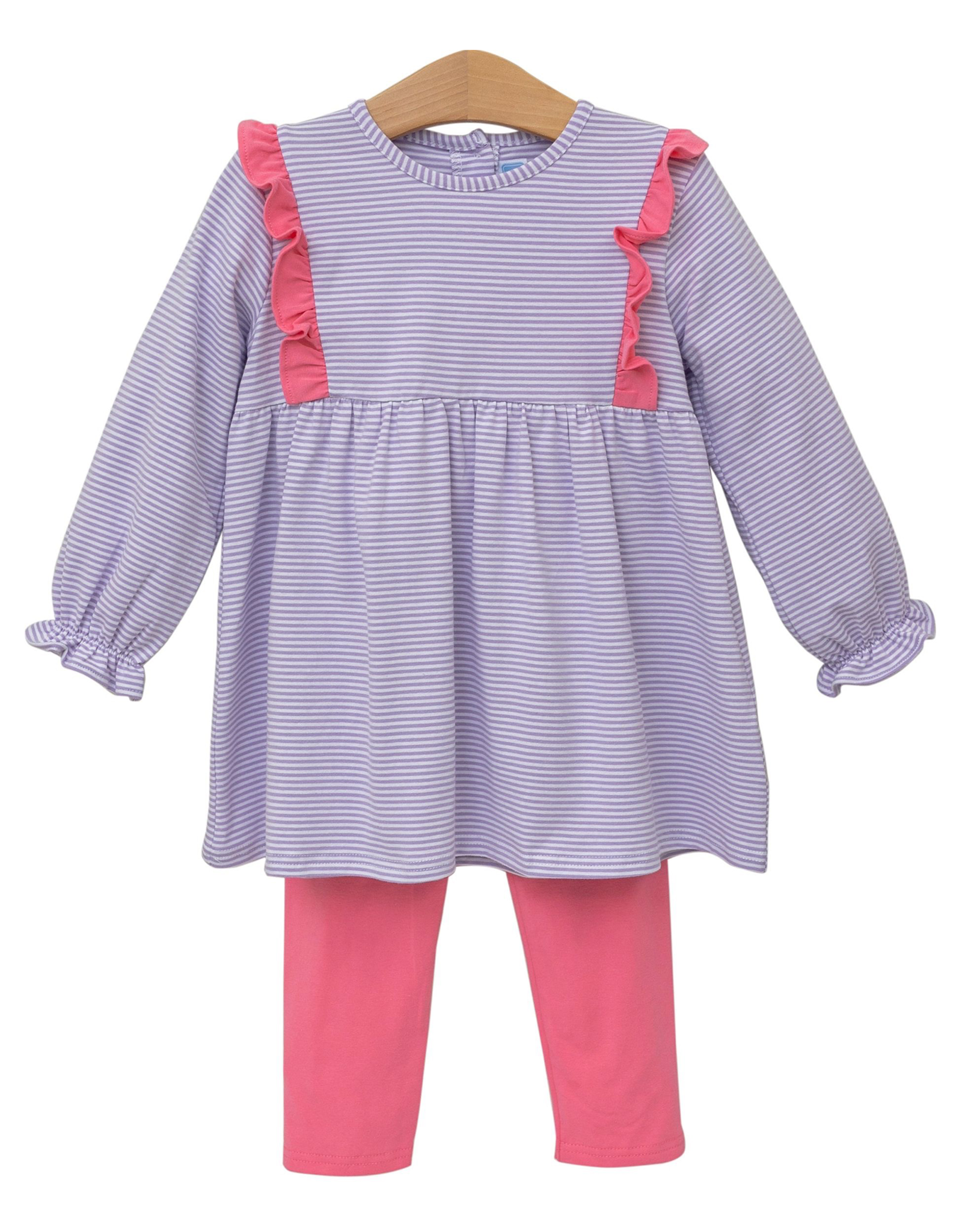 Trotter Street Kids TSF25 Olivia Pant Set Lavender Stripe/Pink